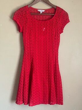 Vintage Speechless Red Crochet Fit & Flare Casual Dress